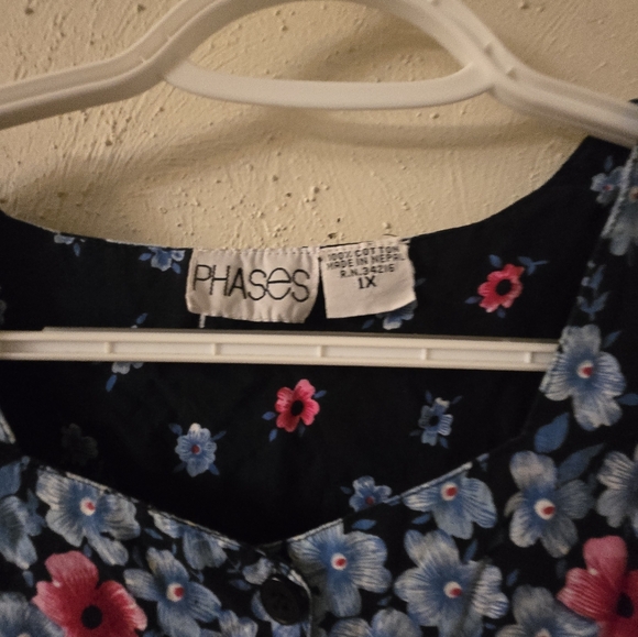 Floral Blue Dress with Pink and Blue Flowers - Picture 2 of 3